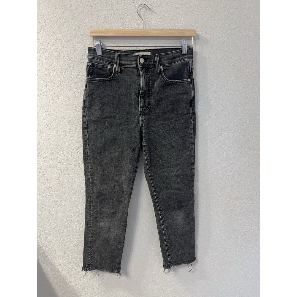 Madewell The Perfect‎ Vintage Straight Jean Washed Black Raw Hem 26 Lunar Wash